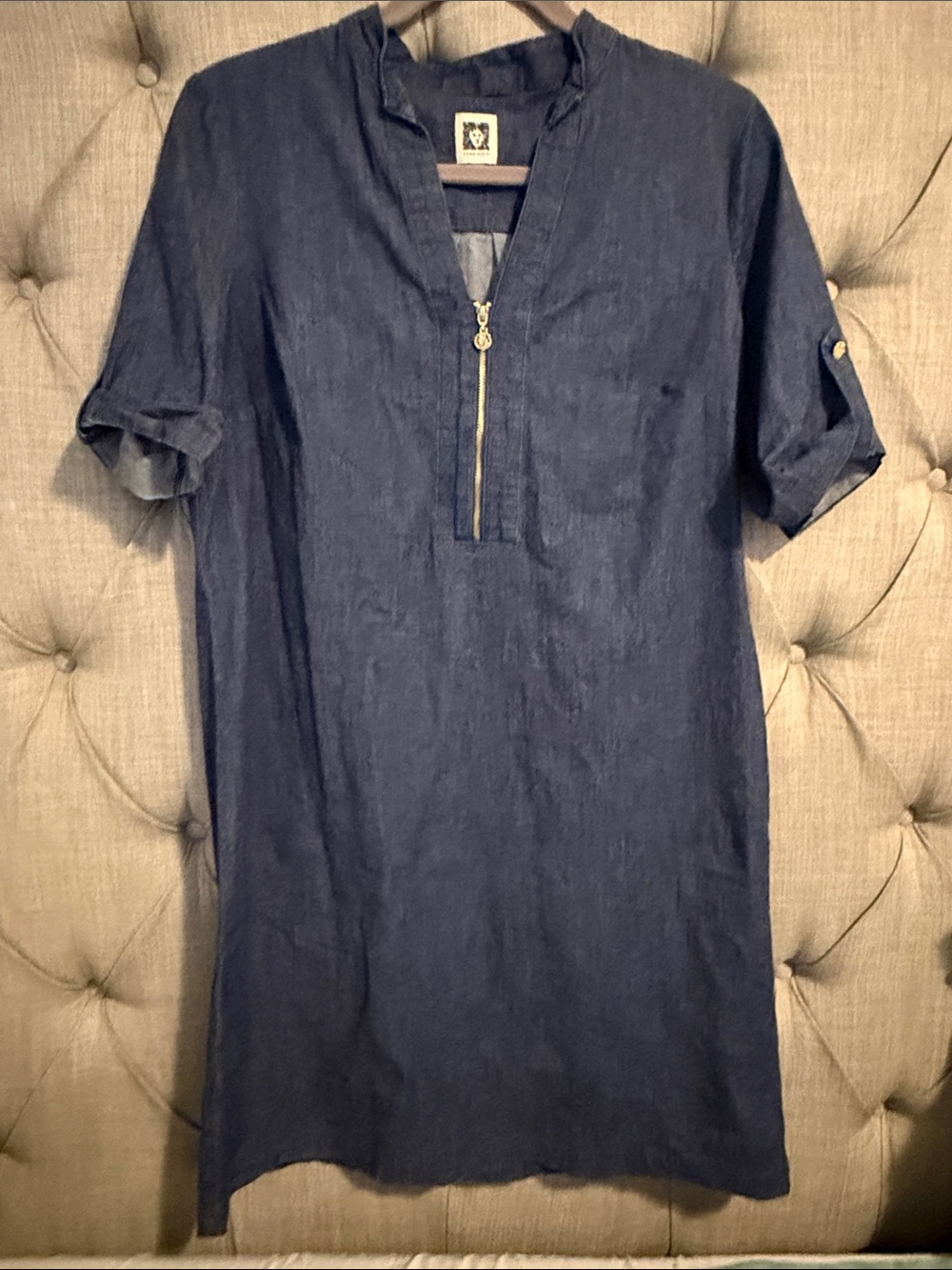 Anne Klein Navy Chambray Shirt Dress